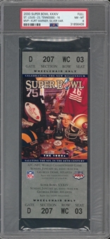 2000 Super Bowl XXXIV Full Ticket, Silver Variation - PSA NM-MT 8